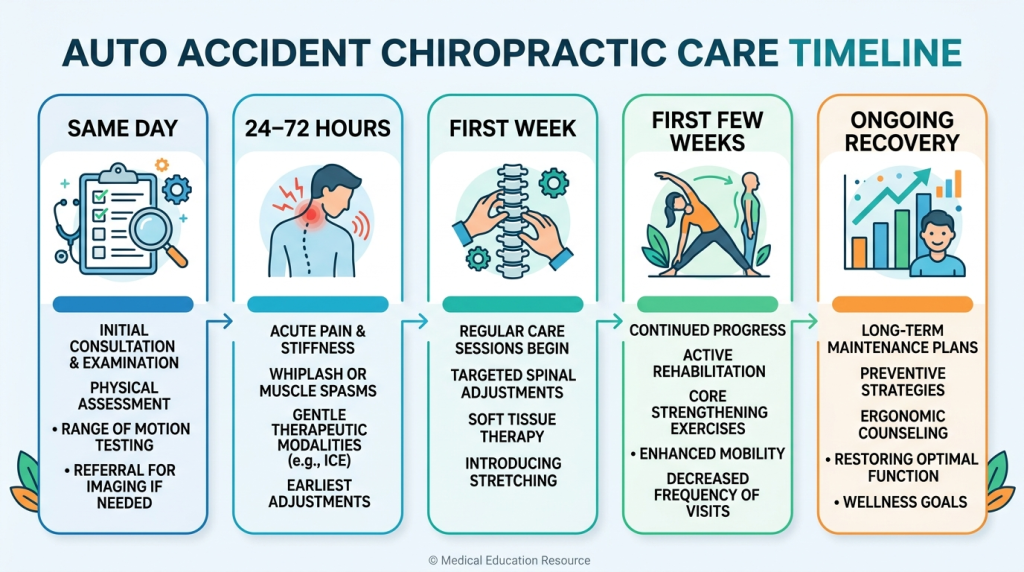 Auto accident chiropractic care timeline in Fort Worth