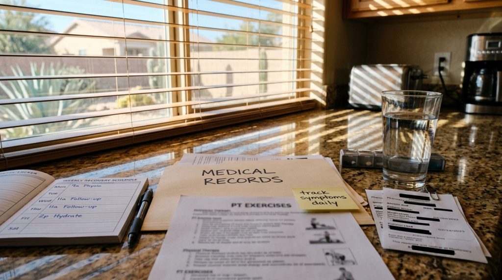 Phoenix accident recovery medical records and treatment tracker with appointment notes